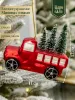 Новогодняя стеклянная елочная игрушка "Машина с елками" 