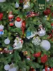 Новогодняя стеклянная елочная игрушка "Снеговик с медведем" 