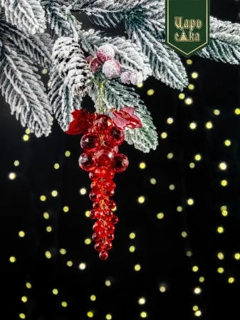 "Набор елочных украшений ""Виноград"" , красный 3 шт "
