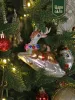 Новогодняя стеклянная елочная игрушка "Рождественский Олень" 