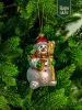 Новогодняя стеклянная елочная игрушка "Веселый снеговичок" 