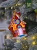 Новогодняя стеклянная елочная игрушка "Пряничный домик" 