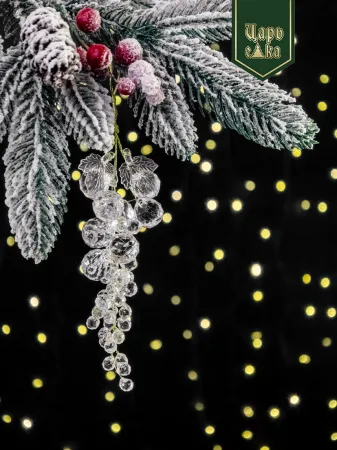 Набор елочных украшений "Виноград" , прозрачный 3 шт