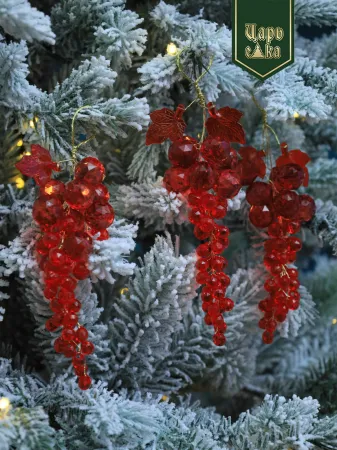 "Набор елочных украшений ""Виноград"" , красный 3 шт "