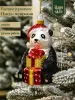 Новогодняя стеклянная елочная игрушка "Панда с подарками" 