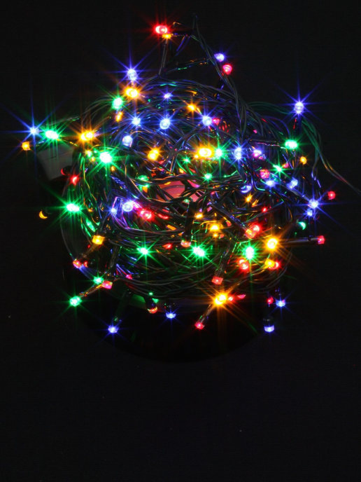 Светодиодная новогодняя гирлянда Царь Елка нить, 200 лампочек, 13,5м, 4 цвета с контроллером, IP20