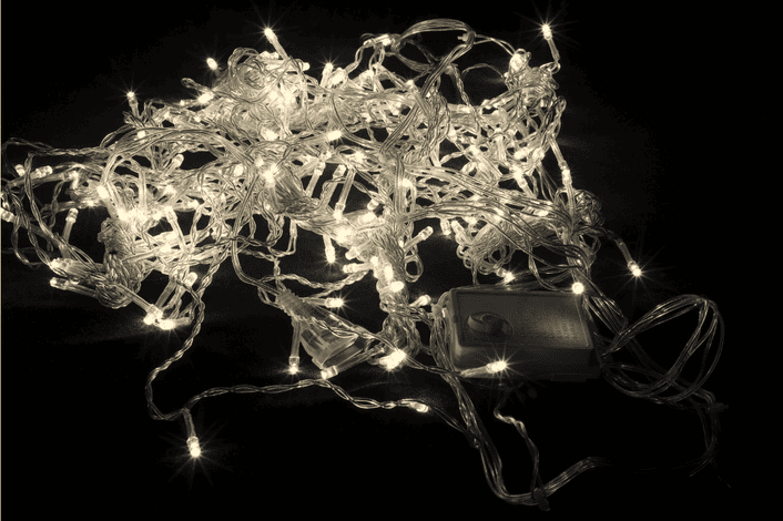Световой занавес 168 теплых белых LED ламп с возм. соединения, размер 1,5*1,5 м., 12 нитей ( 12 шт по 1,5 м) , цвет провода белый, 230 V