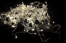 Световой занавес 208 теплых белых LED ламп с возм. соединения, размер 2*1,5 м., 16 нитей ( 16 шт по 1,5 м) , цвет провода белый, 230 V